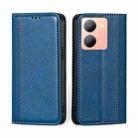 For vivo Y78 5G Grid Texture Magnetic Flip Leather Phone Case(Blue) - 1