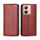 For vivo Y78 5G Grid Texture Magnetic Flip Leather Phone Case(Red) - 1