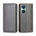 For Huawei Enjoy 60 Pro / nova 11i Grid Texture Magnetic Flip Leather Phone Case(Grey) - 1