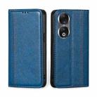 For Honor 90 5G Grid Texture Magnetic Flip Leather Phone Case(Blue) - 1