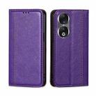 For Honor 90 5G Grid Texture Magnetic Flip Leather Phone Case(Purple) - 1