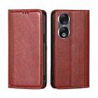 For Honor 90 5G Grid Texture Magnetic Flip Leather Phone Case(Red) - 1