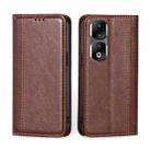 For Honor 90 Pro 5G Grid Texture Magnetic Flip Leather Phone Case(Brown) - 1