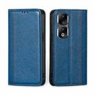 For Honor 90 Pro 5G Grid Texture Magnetic Flip Leather Phone Case(Blue) - 1