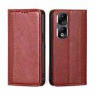 For Honor 90 Pro 5G Grid Texture Magnetic Flip Leather Phone Case(Red) - 1