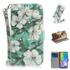 For Huawei Y6p 3D Painted Pattern Magnetic Attraction Horizontal Flip Leather Case with Holder & Card Slot & Wallet & Lanyard(Watercolor Flowers) - 1