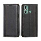 For ZTE Blade A53 4G Grid Texture Magnetic Flip Leather Phone Case(Black) - 1