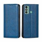 For ZTE Blade A53 4G Grid Texture Magnetic Flip Leather Phone Case(Blue) - 1