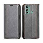 For ZTE Blade A53 4G Grid Texture Magnetic Flip Leather Phone Case(Grey) - 1