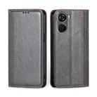 For ZTE Axon 40 Lite Grid Texture Magnetic Flip Leather Phone Case(Grey) - 1