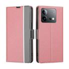 For vivo iQOO Neo 8 5G / 8 Pro 5G Twill Texture Side Button Leather Phone Case(Pink) - 1