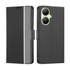 For vivo Y35+ 5G Twill Texture Side Button Leather Phone Case(Black) - 1