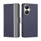 For vivo Y35+ 5G Twill Texture Side Button Leather Phone Case(Blue) - 1