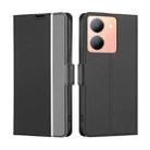 For vivo Y78 5G Twill Texture Side Button Leather Phone Case(Black) - 1
