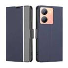 For vivo Y78 5G Twill Texture Side Button Leather Phone Case(Blue) - 1