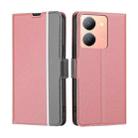 For vivo Y78 5G Twill Texture Side Button Leather Phone Case(Pink) - 1