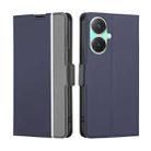 For vivo Y27 4G Twill Texture Side Button Leather Phone Case(Blue) - 1