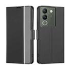 For vivo V29e 5G Twill Texture Side Button Leather Phone Case(Black) - 1