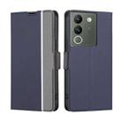 For vivo V29e 5G Twill Texture Side Button Leather Phone Case(Blue) - 1