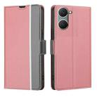 For vivo Y03 4G Twill Texture Side Button Leather Phone Case(Pink) - 1