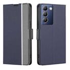 For vivo Y100 5G IDN Twill Texture Side Button Leather Phone Case(Blue) - 1