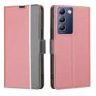 For vivo Y100 5G IDN Twill Texture Side Button Leather Phone Case(Pink) - 1