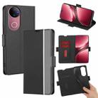 For vivo V50 5G Twill Texture Side Button Leather Phone Case(Black) - 1