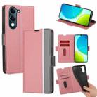For vivo Y29s 5G / Y04 4G Twill Texture Side Button Leather Phone Case(Pink) - 1