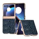 For Motorola Razr 40 Ultra Sky Series Nano Electroplating Genuine Leather Phone Case(Blue) - 1