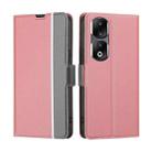 For Honor 90 Pro 5G Twill Texture Side Button Leather Phone Case(Pink) - 1