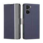 For ZTE Axon 40 Lite Twill Texture Side Button Leather Phone Case(Blue) - 1