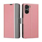 For ZTE Axon 40 Lite Twill Texture Side Button Leather Phone Case(Pink) - 1