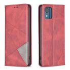 For Nokia C02 Rhombus Texture Magnetic Leather Phone Case(Red) - 1