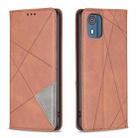 For Nokia C02 Rhombus Texture Magnetic Leather Phone Case(Brown) - 1