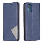 For Nokia C02 Rhombus Texture Magnetic Leather Phone Case(Blue) - 1