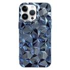 For iPhone 12 Pro Max Electroplating Honeycomb Edged TPU Phone Case(Blue) - 1