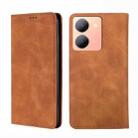 For vivo Y78 5G Skin Feel Magnetic Leather Phone Case(Light Brown) - 1