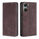 For vivo Y03 4G Skin Feel Magnetic Leather Phone Case(Dark Brown) - 1