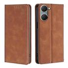 For vivo Y03 4G Skin Feel Magnetic Leather Phone Case(Light Brown) - 1