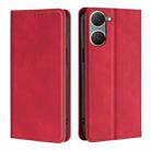 For vivo Y03 4G Skin Feel Magnetic Leather Phone Case(Red) - 1