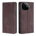 For vivo iQOO Z9 Turbo Skin Feel Magnetic Leather Phone Case(Dark Brown) - 1