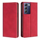 For vivo Y100 5G IDN Skin Feel Magnetic Leather Phone Case(Red) - 1