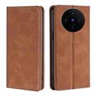 For vivo X100s Skin Feel Magnetic Leather Phone Case(Light Brown) - 1