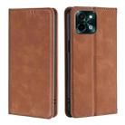 For vivo Y28 4G Skin Feel Magnetic Leather Phone Case(Light Brown) - 1