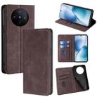 For vivo X200s 5G Skin Feel Magnetic Leather Phone Case(Dark Brown) - 1
