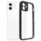 For iPhone 12 Frosted TPU + Transparent PC Phone Case(Black) - 1