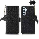 For Samsung Galaxy S23 FE 5G Ostrich Pattern Genuine Leather RFID Phone Case(Black) - 1