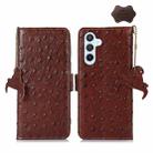 For Samsung Galaxy S23 FE 5G Ostrich Pattern Genuine Leather RFID Phone Case(Coffee) - 1