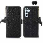 For Samsung Galaxy S24+ Ostrich Pattern Genuine Leather RFID Phone Case(Black) - 1