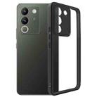 For vivo Y200 5G / V29e Frosted TPU + Transparent PC Phone Case(Black) - 1